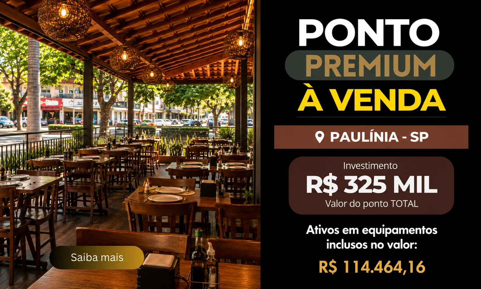 Ponto Comercial para Cafeteria à Venda em Paulínia/SP | Estrutura Premium | R$ 325 Mil