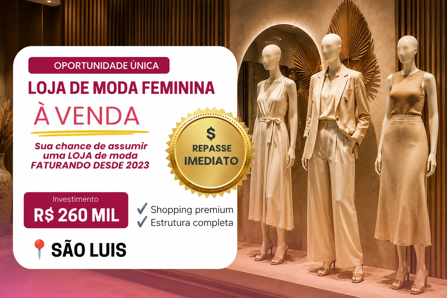 Franquia de Moda Feminina em Shopping Premium de São Luís — R$ 260 Mil