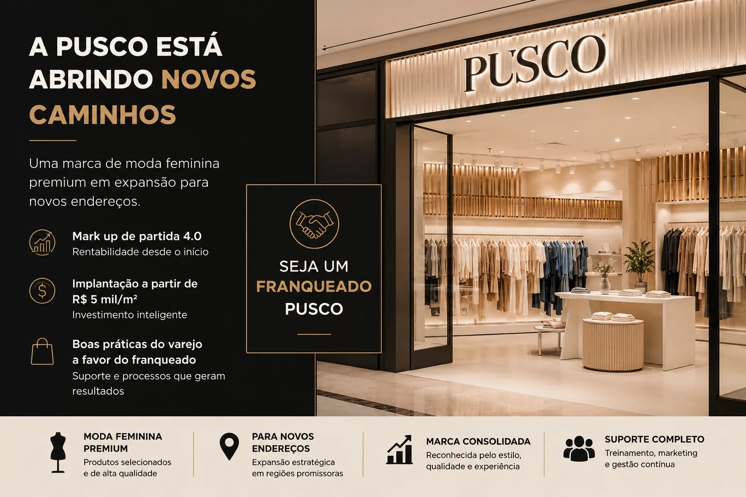 NOVA ABERTURA: Investimento em Franquia PUSCO — Santos - SP