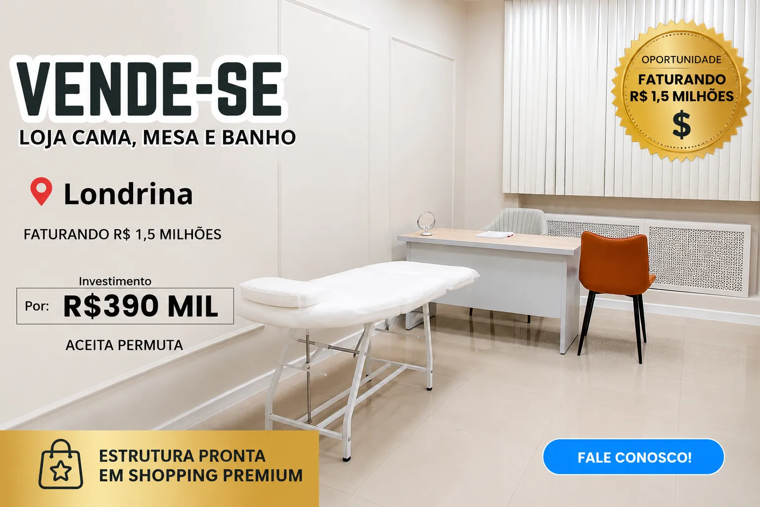 Clínica de Estética e Procedimentos Invasivos no Manauara Shopping – R$ 760 Mil – Margem de 25%