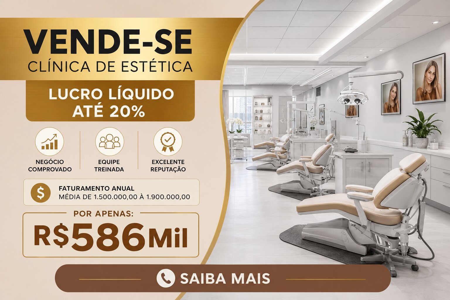 Oportunidade em São Paulo/SP: Clínica de Estética Facial e Corporal à Venda por R$ 586.000