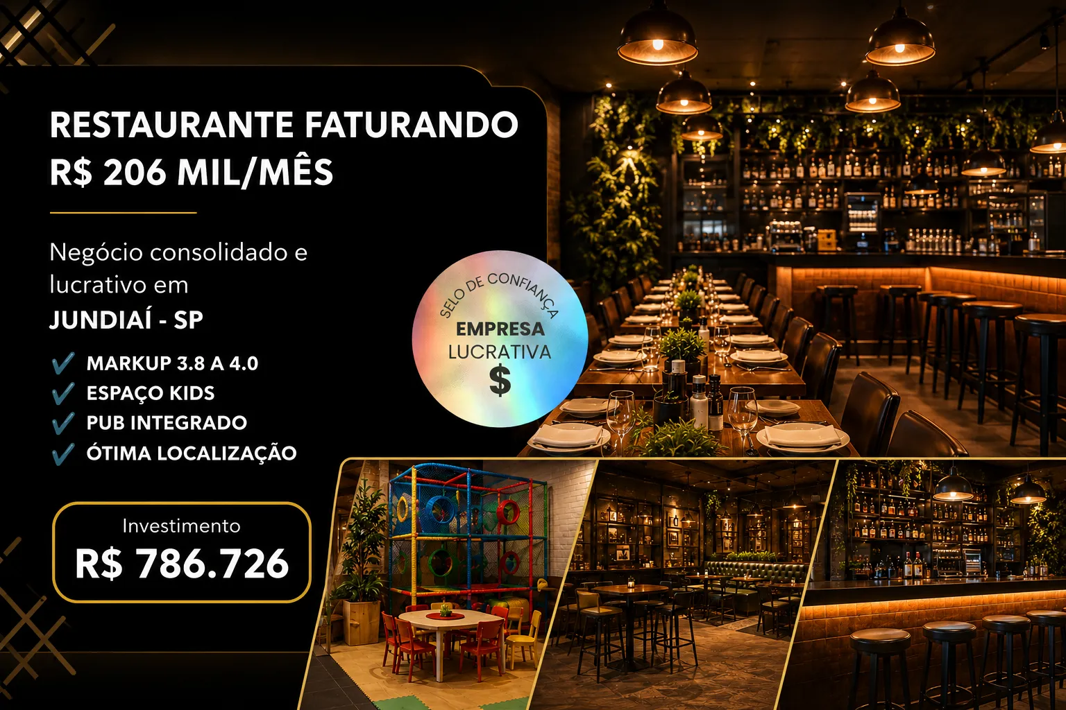 Restaurante Consolidado em Jundiaí com Integração à Cervejaria Premiada | R$ 786.726