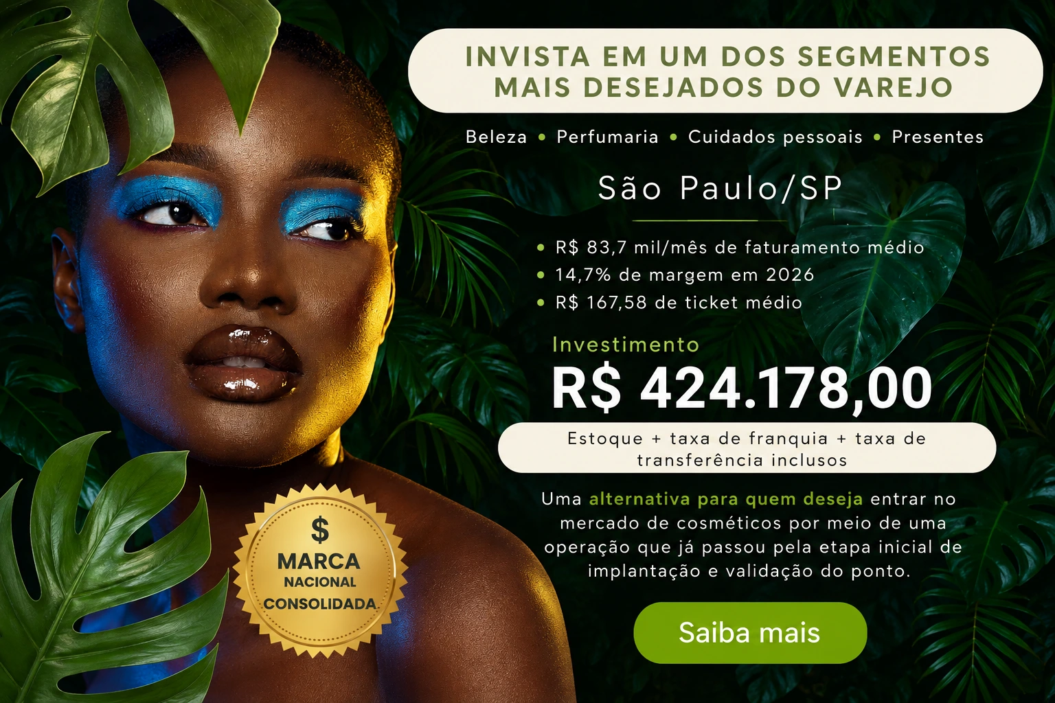 Loja de Cosméticos à Venda em São Paulo/SP | Operação Lucrativa em Galeria de Alto Fluxo | R$ 424.178