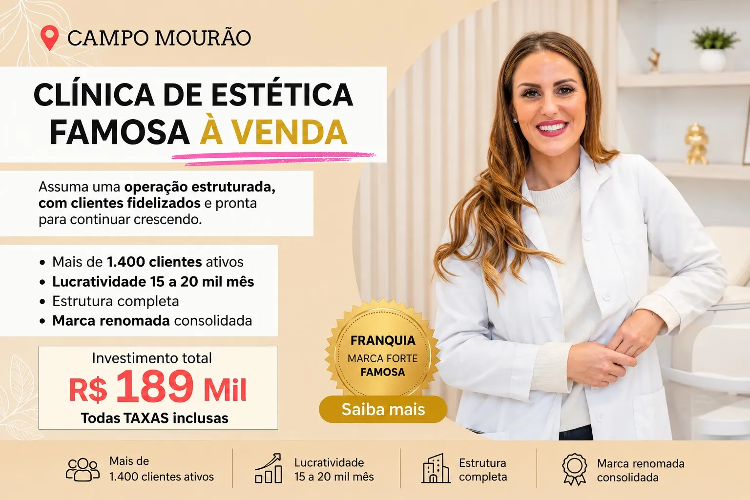 Clínica de Estética à venda em Campo Mourão - Paraná (PR) | R$ 189.000