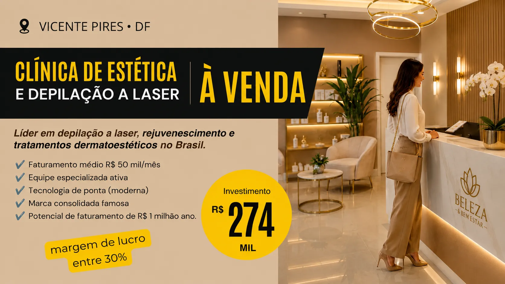 Clínica de Depilação a Laser em Vicente Pires, DF | R$ 274,000
