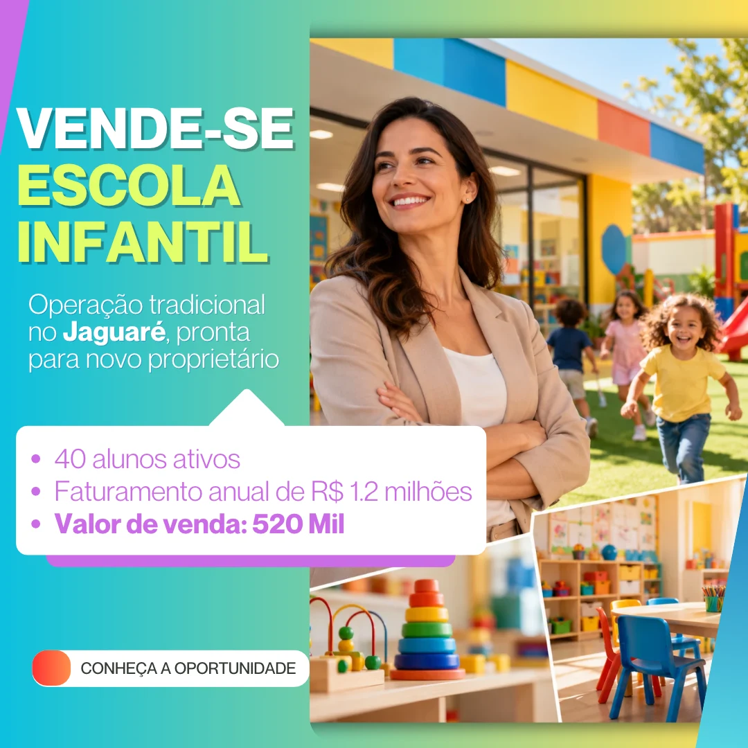 Galeria de Escola Infantil e Berçário à Venda no Jaguaré, São Paulo/SP | 30 Anos de Tradição | R$ 520 Mil