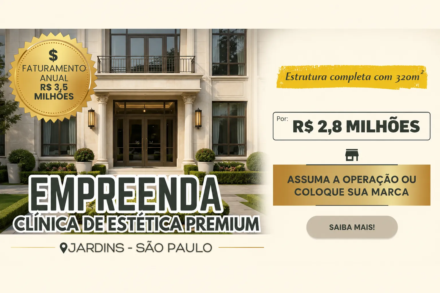Clínica de Estética Premium à Venda nos Jardins – São Paulo Alto Padrão | Tecnologia Avançada | R$2.800.000,00