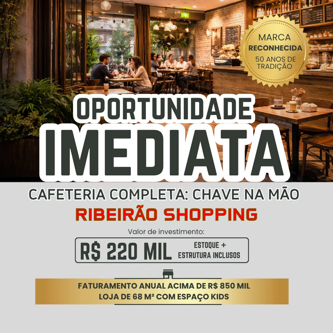 Galeria de Franquia de Cafeteria e Chocolateria à Venda no RibeirãoShopping, Ribeirão Preto/SP | R$ 220 Mil