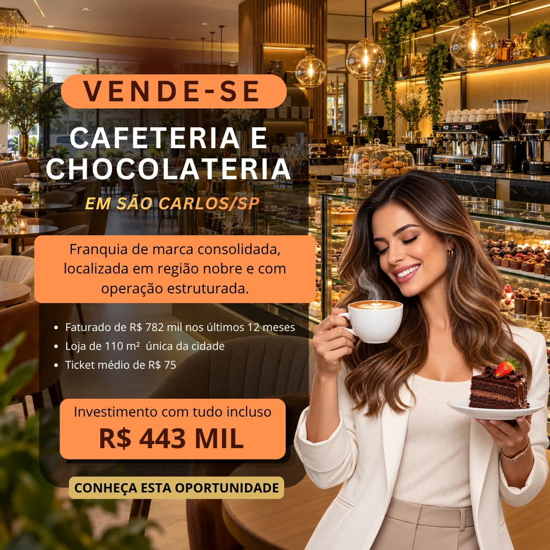 Galeria de Franquia de Cafeteria e Chocolateria à Venda em São Carlos/SP | Região Nobre | R$ 443 Mil