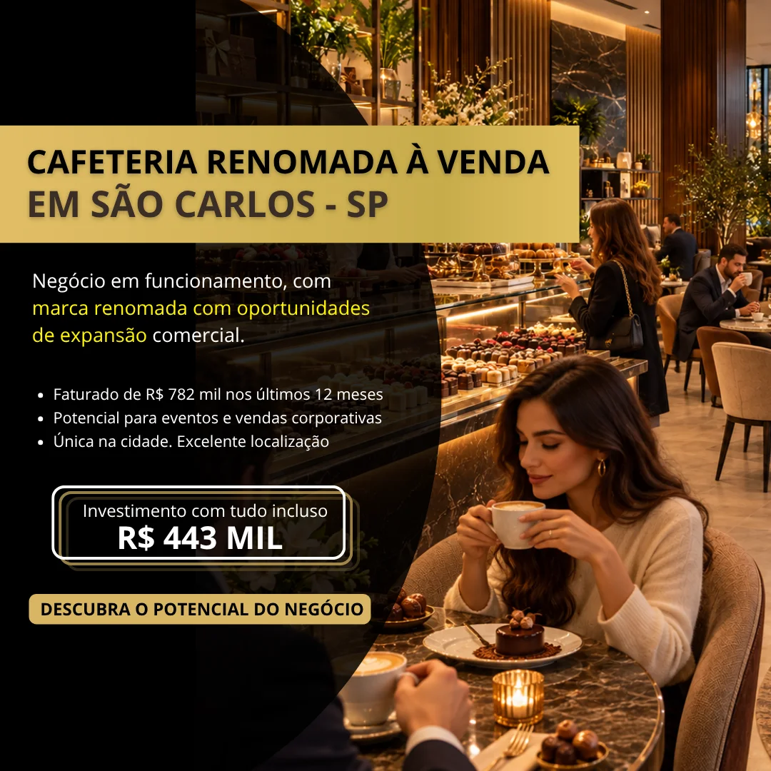 Galeria de Franquia de Cafeteria e Chocolateria à Venda em São Carlos/SP | Região Nobre | R$ 443 Mil