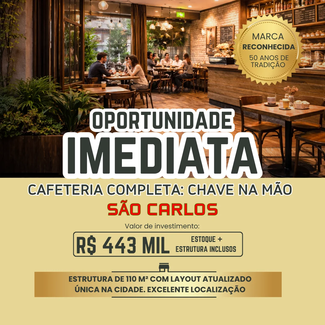 Galeria de Franquia de Cafeteria e Chocolateria à Venda em São Carlos/SP | Região Nobre | R$ 443 Mil
