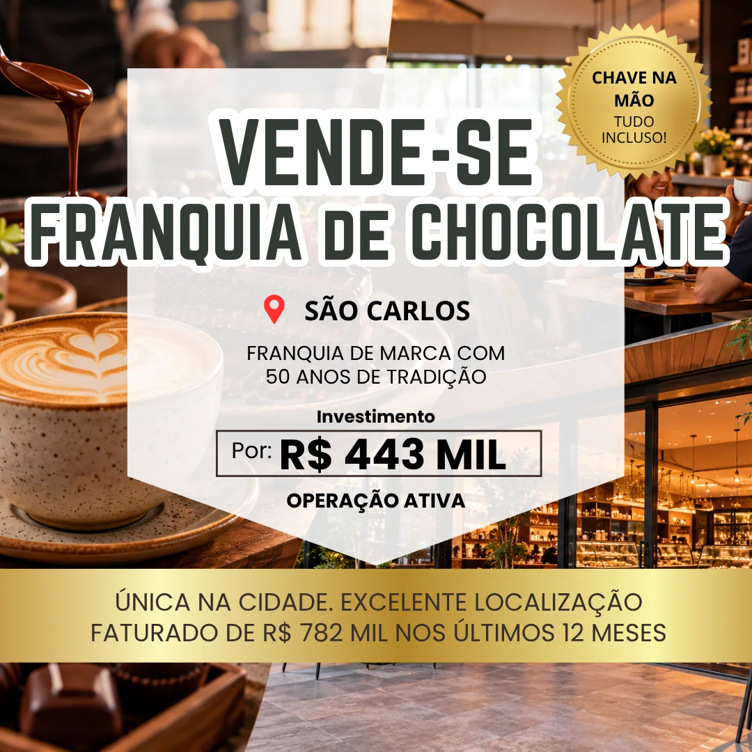 Galeria de Franquia de Cafeteria e Chocolateria à Venda em São Carlos/SP | Região Nobre | R$ 443 Mil