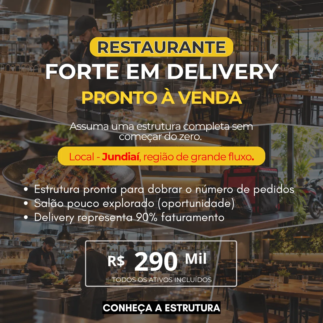 Galeria de Franquia de Restaurante e Delivery Multigastronômico 10 em 1 à Venda em Jundiaí/SP | R$ 290 Mil
