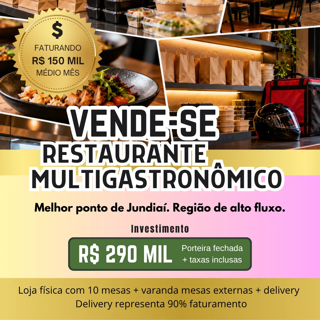 Galeria de Franquia de Restaurante e Delivery Multigastronômico 10 em 1 à Venda em Jundiaí/SP | R$ 290 Mil