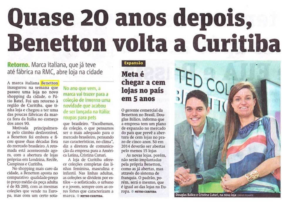 Reportagem sobre a volta da Benetton a Curitiba, com Douglas Bálico na nova loja