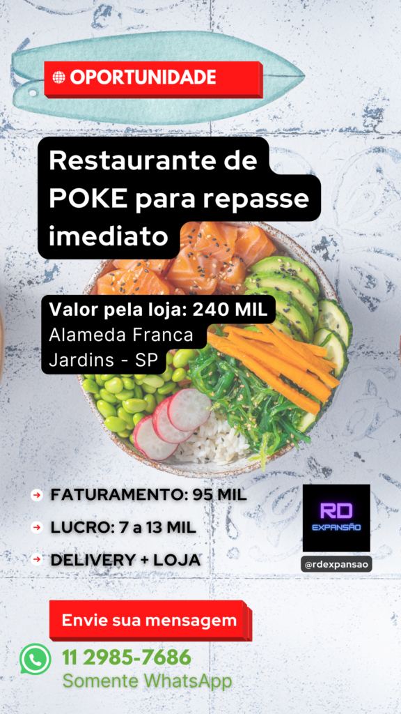 Restaurante a venda Poke a venda Delivery para repasse