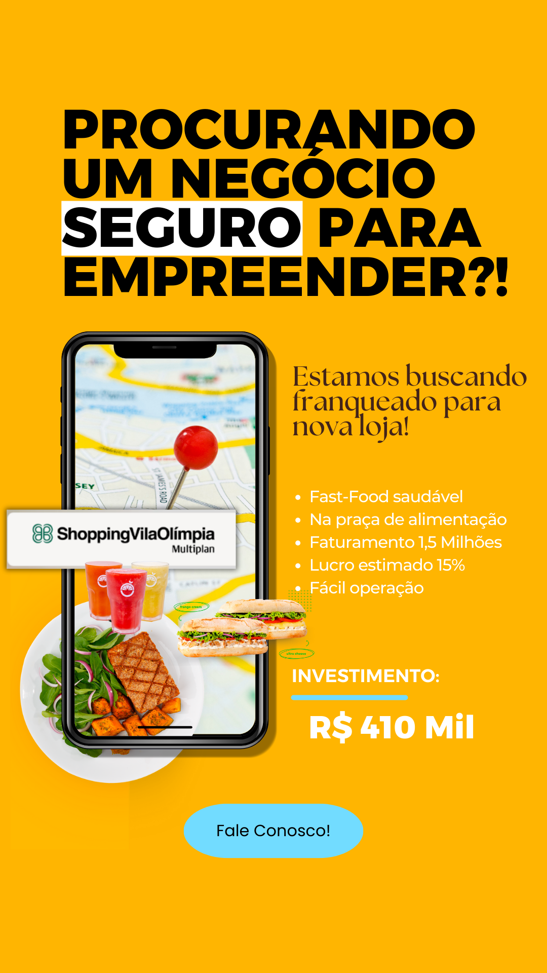 fast-food saudável, investimento, Shopping Vila Olímpia, alta rentabilidade, franquia premiada, alimentação saudável, baixo custo operacional, mercado em crescimento, operação simplificada, suporte para franqueados, alimentação rápida, qualidade garantida, localização estratégica, inovação em fast-food, expansão de negócios